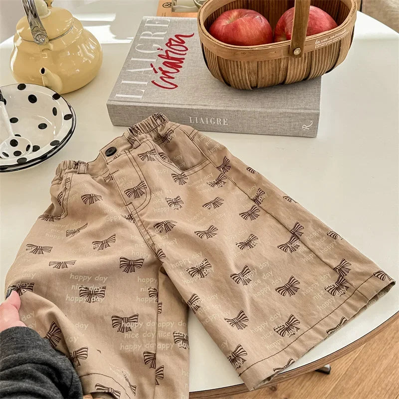 2025 Summer Kids Cotton Pants Korean Style Casual Unisex Boys Girls 1-7 Years Elastic Waist Toddler Clothes Children Trousers