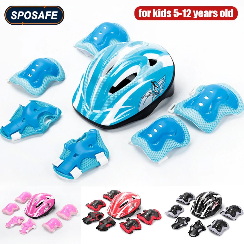 Kids Rollerblading Protective Gear Set Helmet Protector Knee Elbow Wrist Pads Boy Girl Bike Skateboard Skiing Scooter Sports