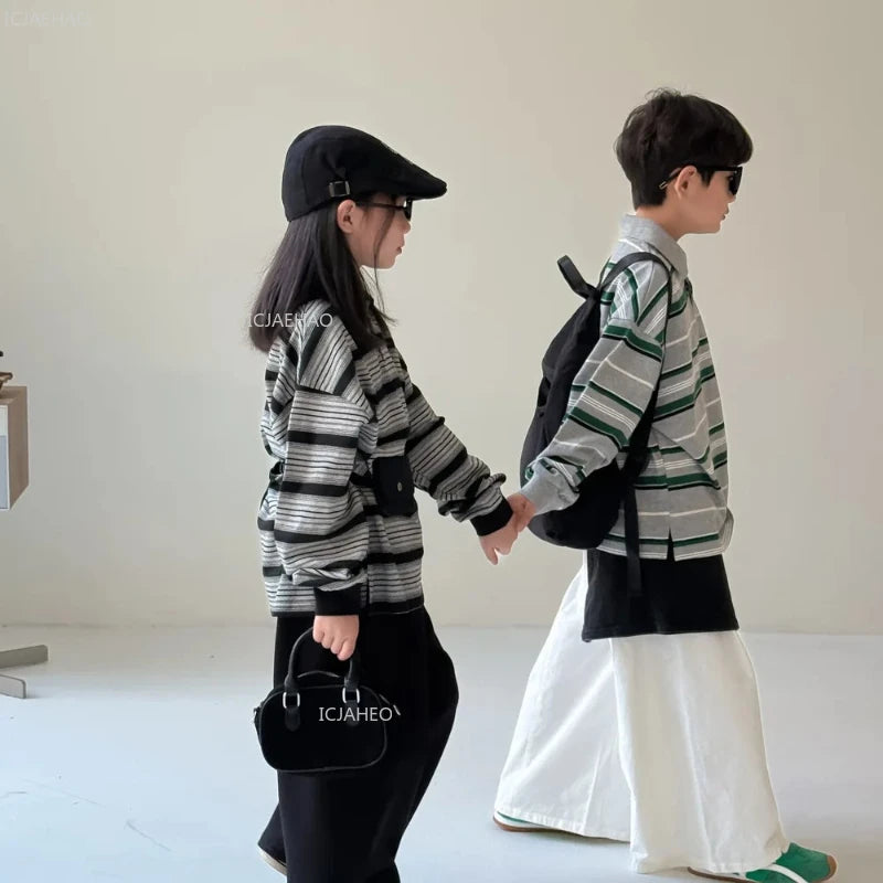 Kids Shirt Clothing Unisex Striped Long Sleeve Tops children Casual Wear Toddler Boys Girls Children Outfit  Autumn Costumes