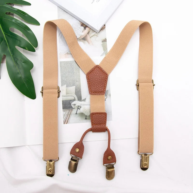 Kids Suspenders leather Clip-on Straps Adjustable Elastic Y-Back Brace Children Boy Girl Braces Baby Wedding Tie Accessories
