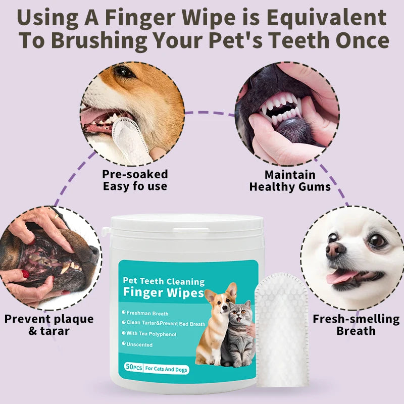 Pet Supplies, Pet Teeth Cleaning Wipes, Cats and Dogs, Pet Cleaning Wipes, Gloves That Can Be Licked