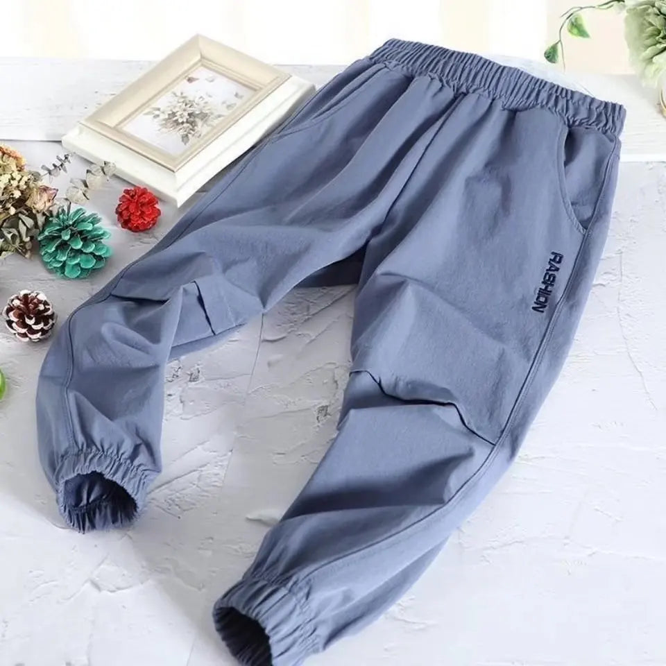 1pcs Childrens Sport Pants Boys Casual Quick-dry Trouse Solid Loose Trousers Fashion Summer Kids Mid Waist Mosquito-proof Pant
