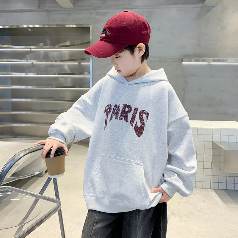 Fashion Casual Kids Autumn Hoodies For Boys Hip Hop Street Wear Sweatshirts Skateboard Children Pullover Cotton Tops With Hood