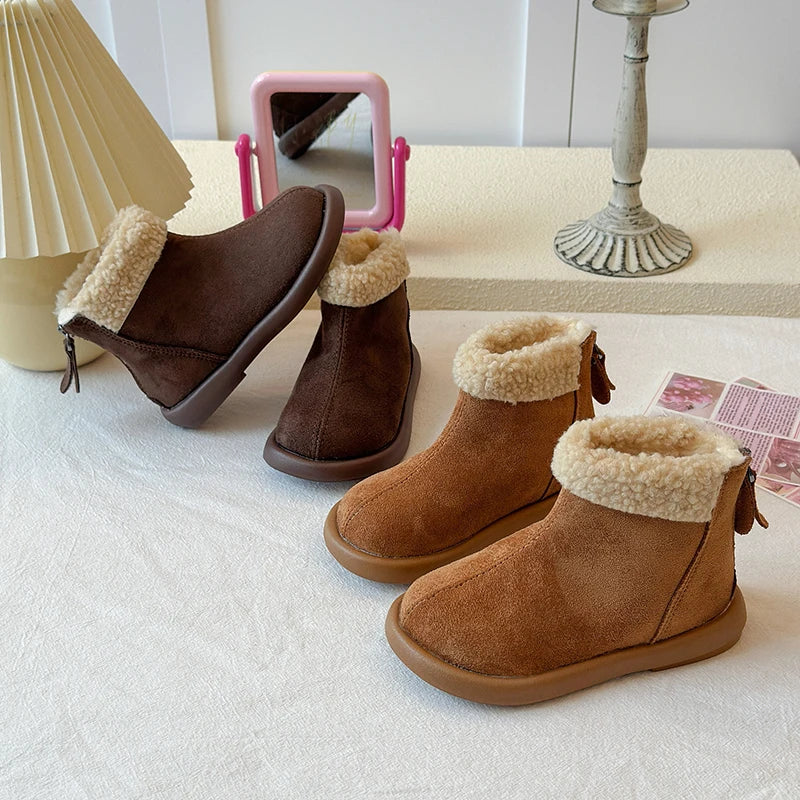 Kids Boots for Boys Girls Fashion Autumn Winter Children Thermal Cotton Back Zipper 2025 Warm Brand New Girls Ankle Boots 26-37
