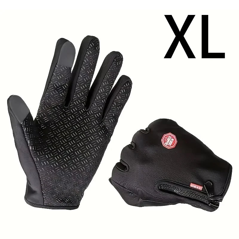 New men's cold-proof and waterproof gloves, anti-slip, warm, with velvet lining, index finger, suitable for outdoor sports, spri