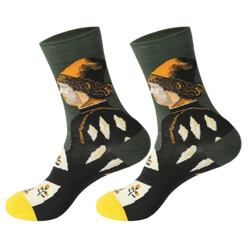 Funny Socks for Men Women Fun Cozy Crazy Novelty Fashion Breathable Oil Painting Trendy Casual Cotton Outdoor Skateboarding SocK