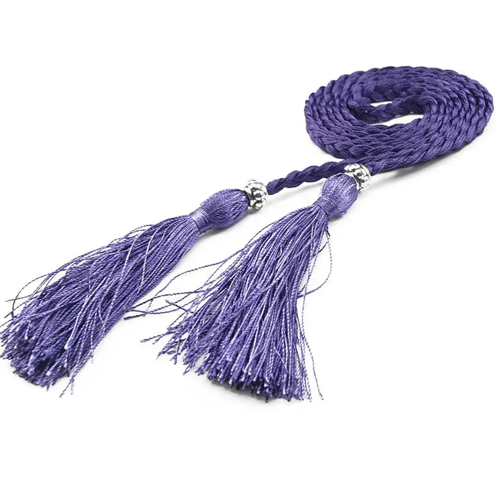 Thin Women Waistband Tassle Bow Dress Tassles Belts Braided Belts Waist Chain Waist Rope