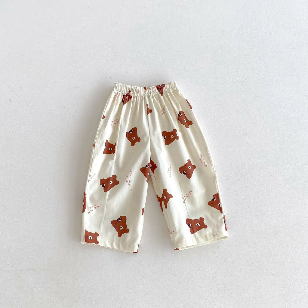 Kids Cartoon Printed Pants New Design Trousers Summer Clothes Full Print Pants Outer Wear 1-7Years Old Child Simple Trousers