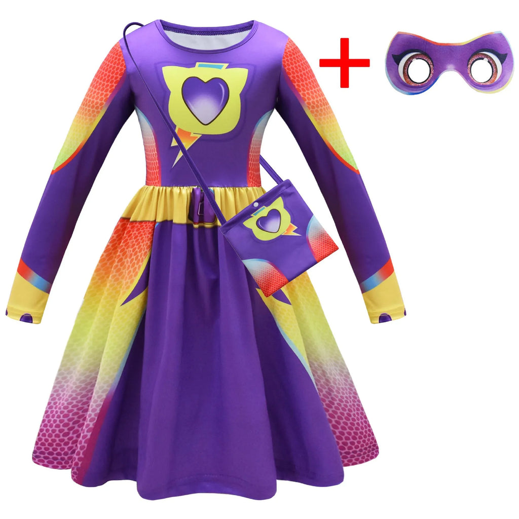 Kids Fly Sleeve Casual Dress Girls SuperKitties Costumes Cosplay Princess Dresses Fashionable trend dress Birthday Vestidos Gift