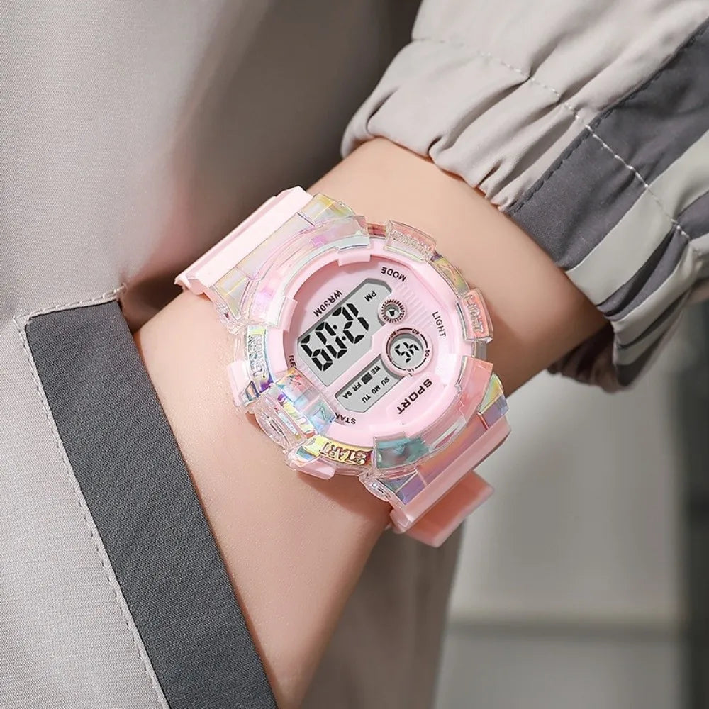 Waterproof Sports Kids Watches Night Light Alarm Clock Function Sports Clock Luminous Dial LED Digital Watch Boys Girls