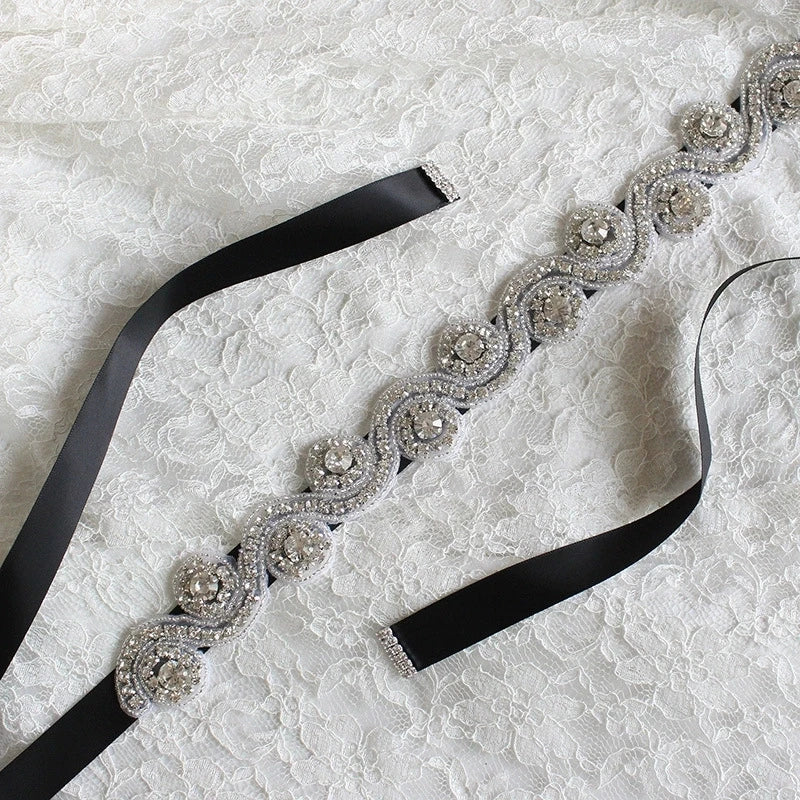 Elegant Wedding Belts for Women Accessories Bride Ribbon Rhinestone Dresses Belt or Ladies