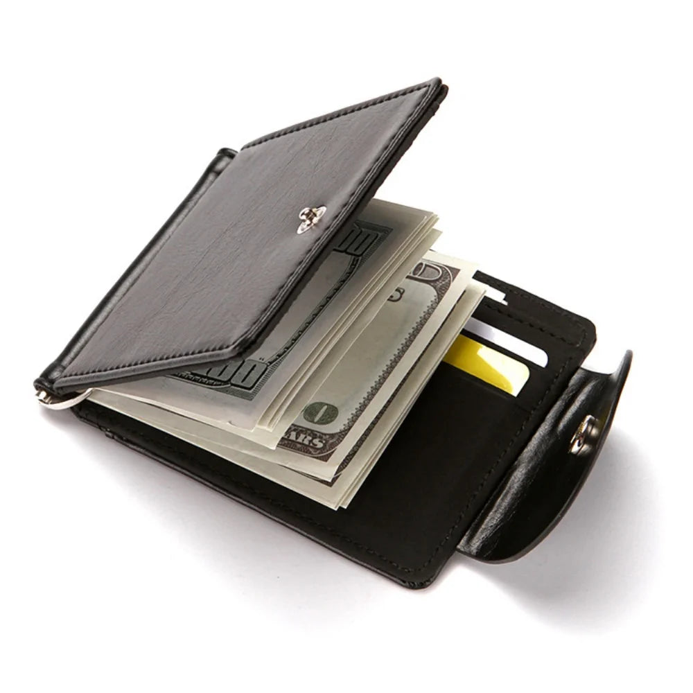 1 Men's Fashionable Wallet, Creative Card Holder, Men's Work Id Flip Cover with Clasp, Dollar Bill Clip