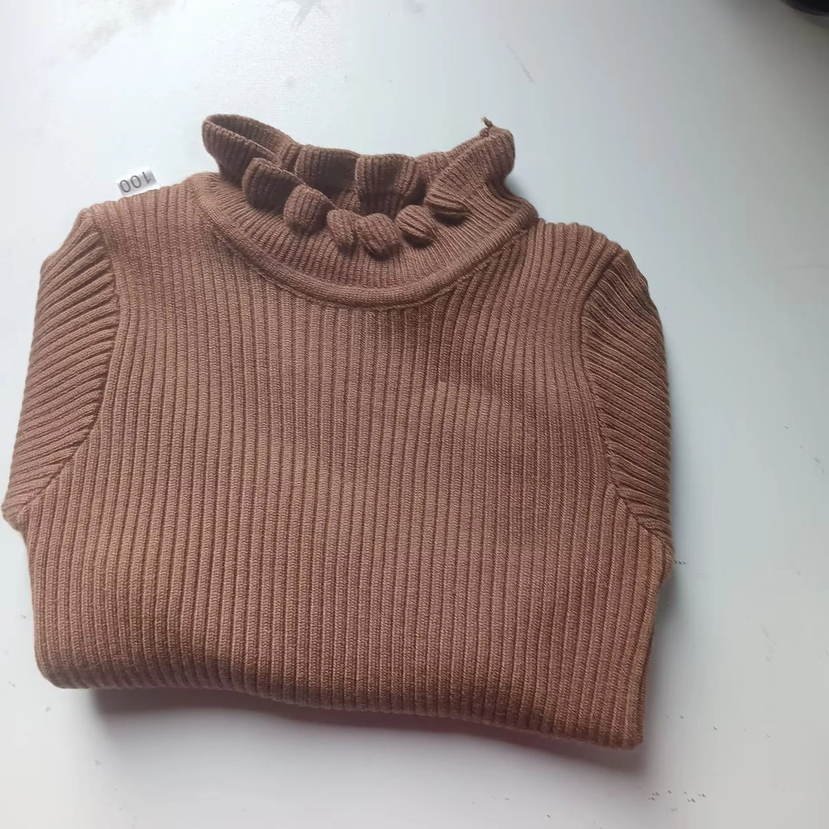 Kids Girls Ruffle Sweaters New Children Thin Knitted Tops Autumn Winter Cotton Pullovers Pink Turtleneck Tops Korean Style Warm