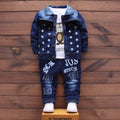 Kids New Denim Jacket Boys Coat Toddler Sport Clothes Suit Clothing Set Cotton Jeans Coat T-shirt Pants Star Tracksuit Children