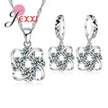 Women 925 Sterling Silver Jewelry Set Fashion Luxury Jewelry CZ Crystal Necklace Earring Pendant Bridal Jewellery Set