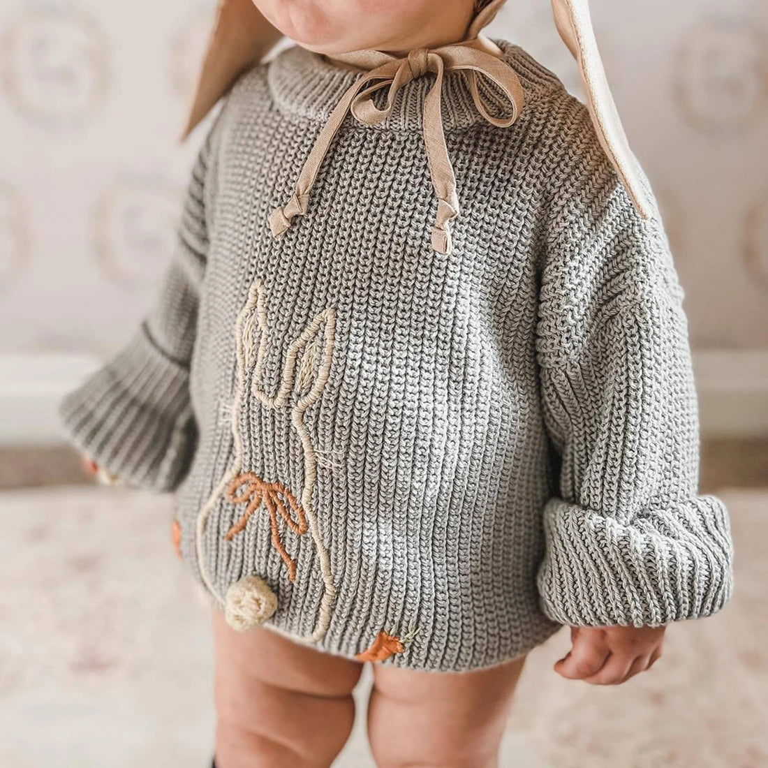Kids Rabbit Sweater Oversized Cotton Bunny Sweatershirt Pullover Jumper Cute Children Outfits