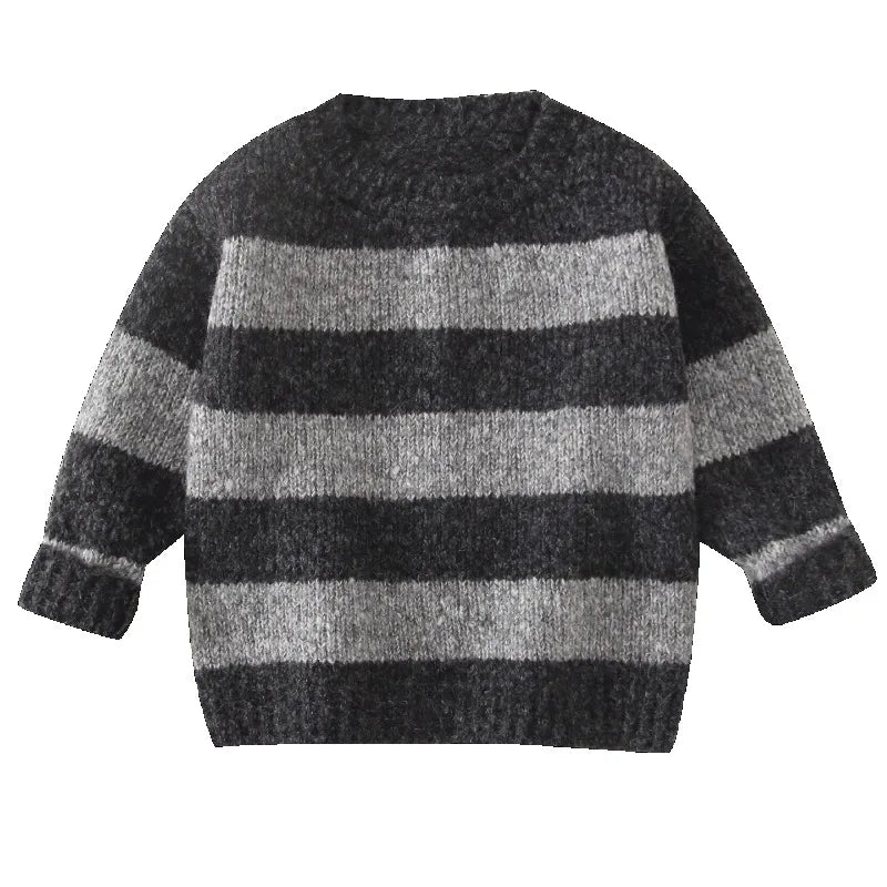 Boys Knitted Sweaters Winter Children Thickened Sweaters Plus Velvet Warm Round Neck Bottoming Shirt Kids Clothing 2026 New