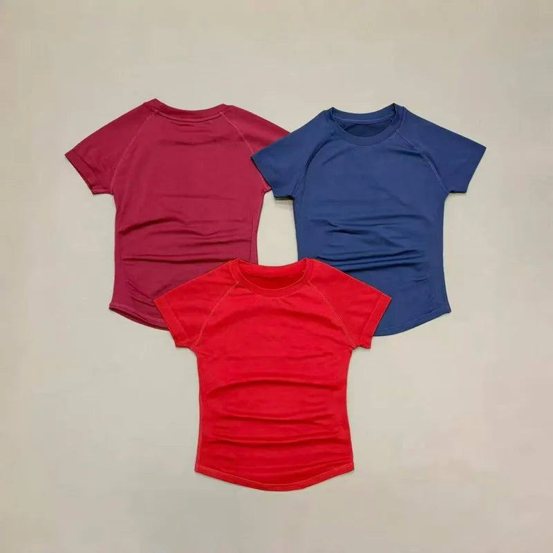 Women Sports T-Shirt Round Neck Short Sleeve Breathable Stretchy Tops Gym Fitness Yoga Running Workout Casual Athletic Shirts