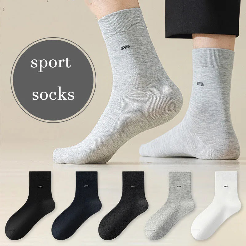 5 Pairs Socks For Men Set Autumn And Winter Plain Color Breathable Sweat Absorbing Versatile Sock Fashionable Funny Simple Trend
