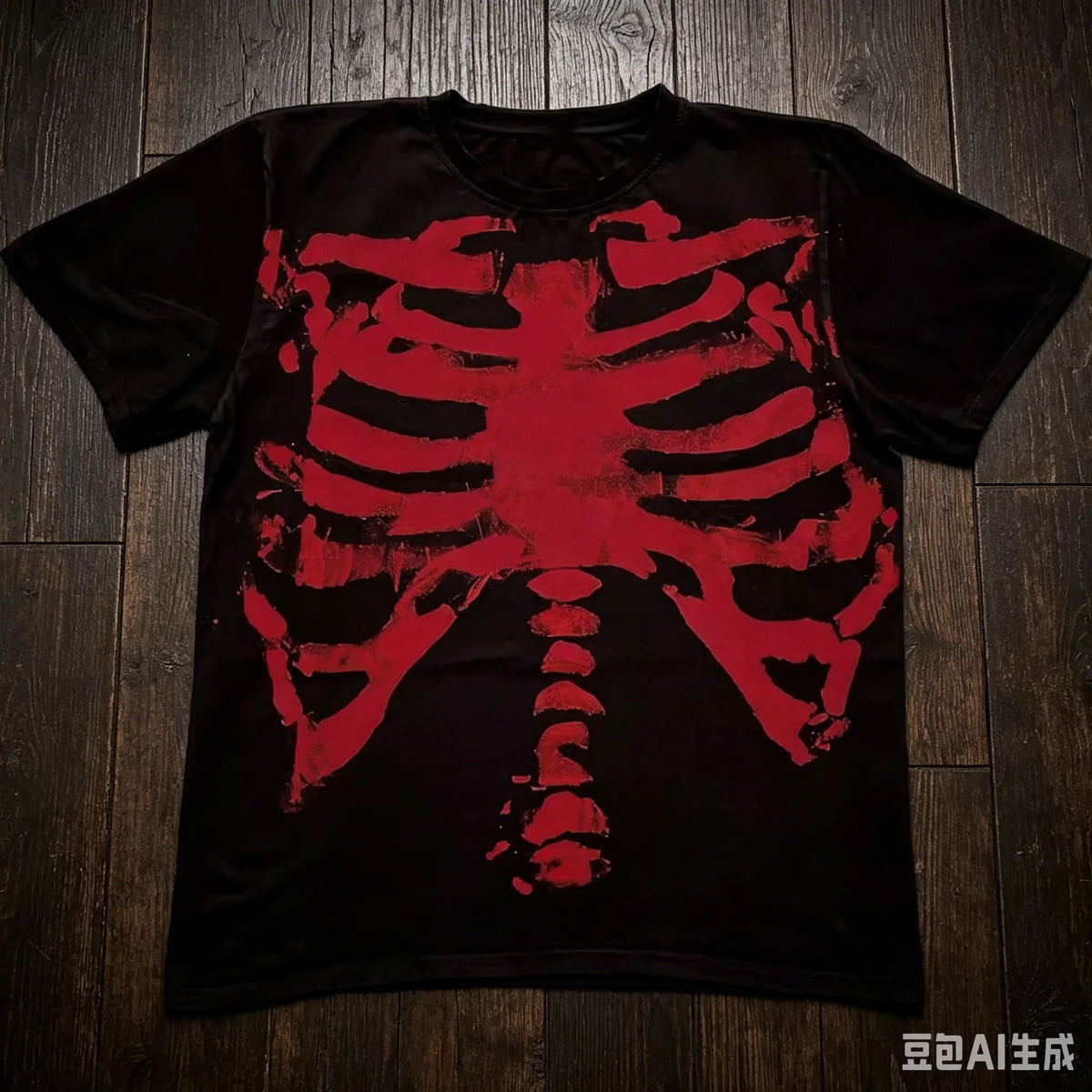 Kid Blackred Black Red Skull Dark Goth Goth Y2K Shibuya Short-sleeved T-shirt Men Clothing Graphic T Shirts