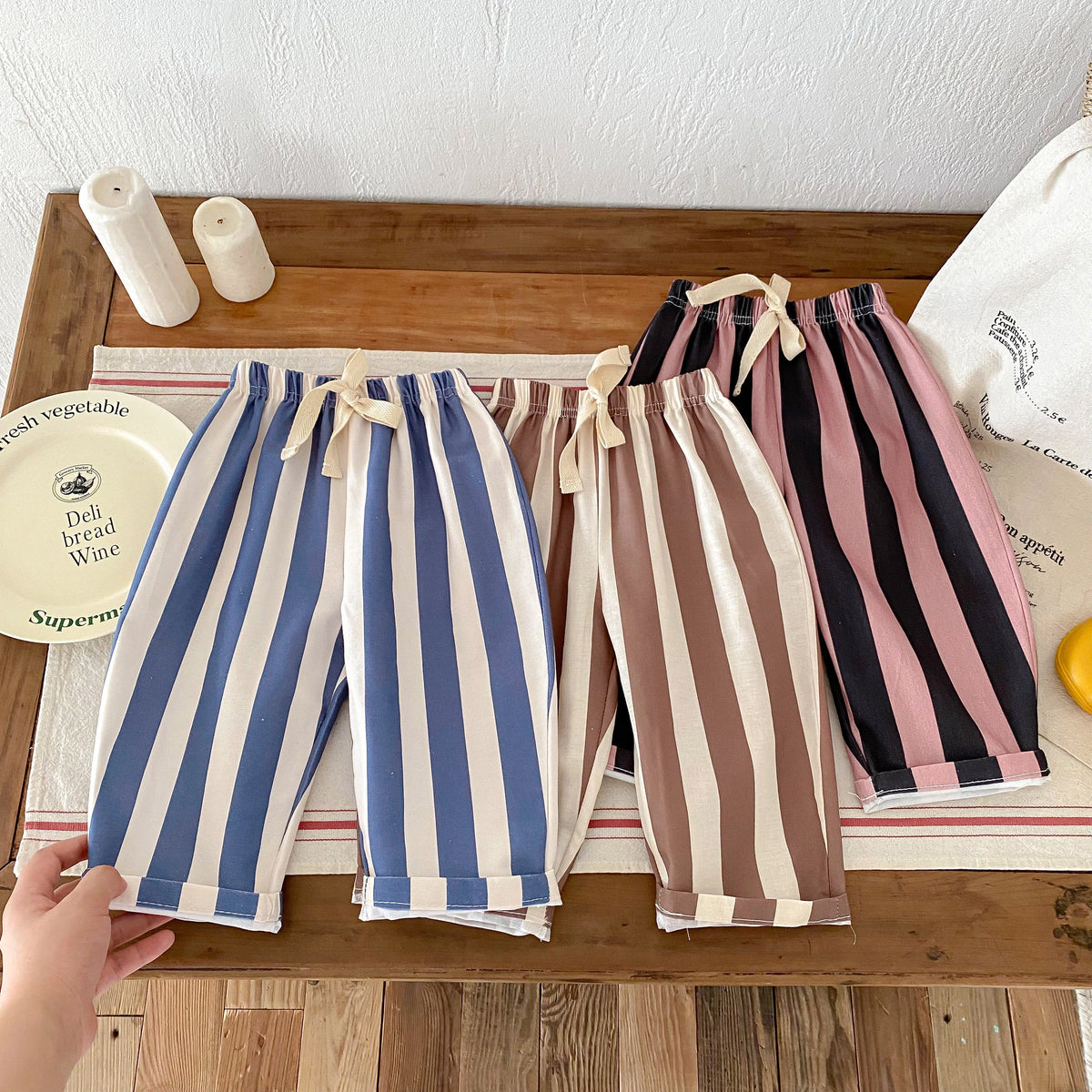 Striped Pants For Child New Style Summer Pants 1-6years Old Kids Simple Versatile Trousers Outer Wear Trendy Mosquito Pants