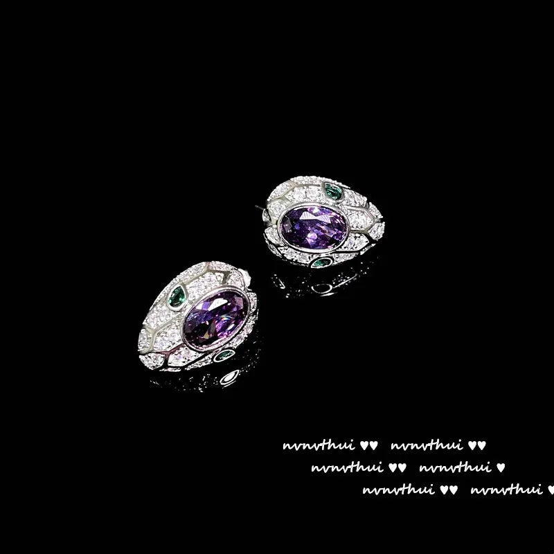 Women's New Fashion 925 Sterling Silver Jewelry Sets for Women Silver Color Luxury Zircon Snakce Necklace/Ring/Earring/Bangle