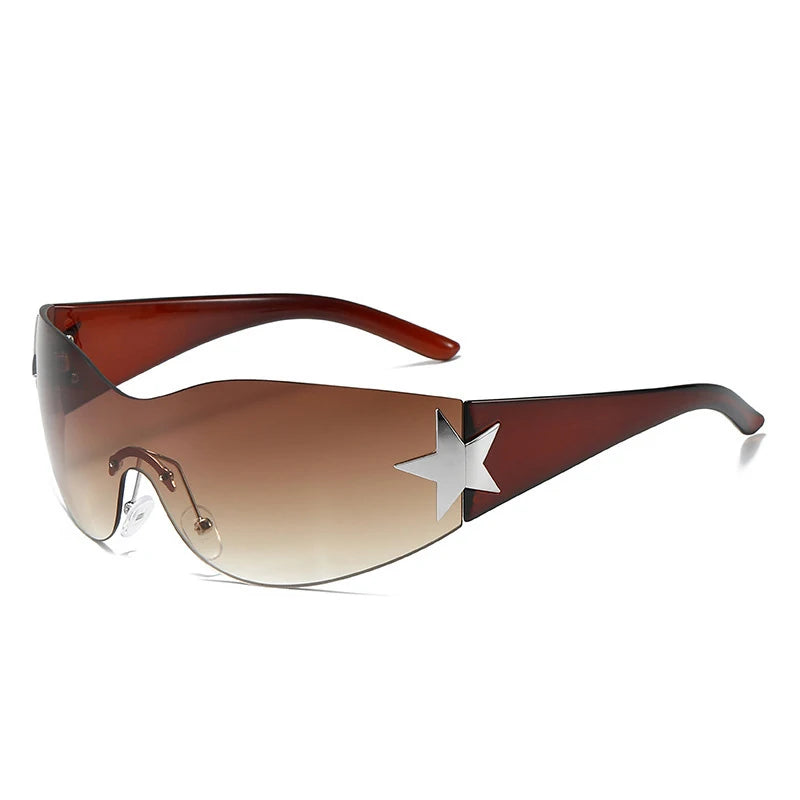 Fashion Sunglasses for Women Men Trendy Shield Wrap Around Sunglasses Oversized Fashion Frameless Sun Glasses
