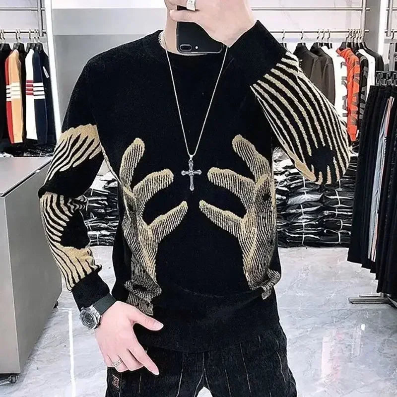 Knitted Sweaters for Men Korean Popular Clothes Fashion Knitwear Autumnr and Winter S Style Sweat Shirt Designer Pullover Man