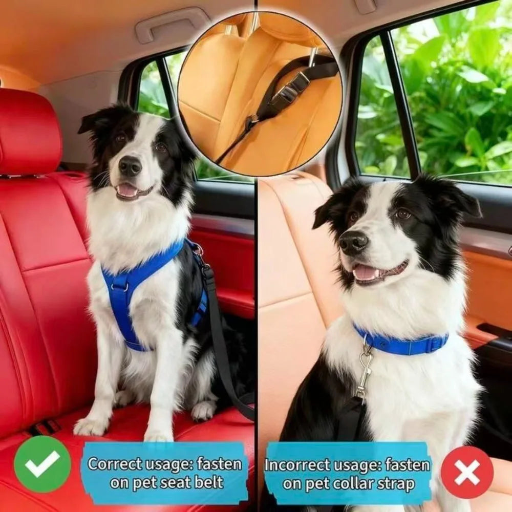 Pet Car Seat Belt, Nylon Leash, Rear Seat Belt, Adjustable Dog Safety Harness Collar, Pet Accessories