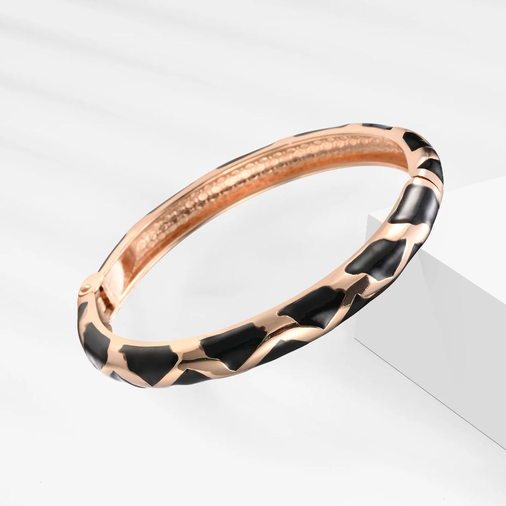 Black Bracelets For Women Alloy Bangles Enamel Women's Bracelet Cloisonne Bangle On Hand Trendy India African Jewelry Hawaiian