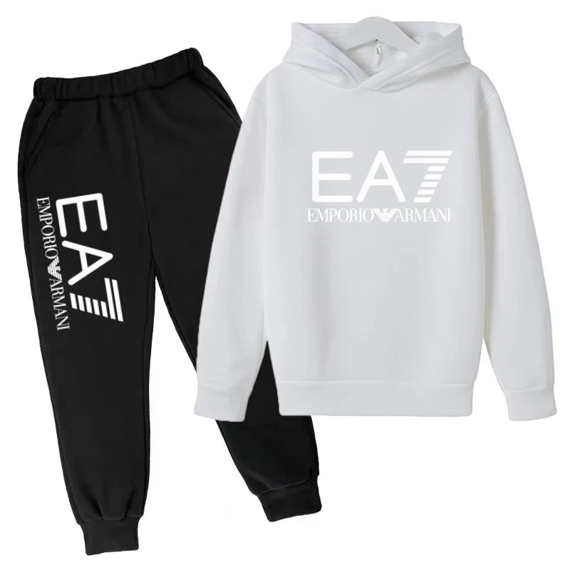 Kids Autumn Winter Hoodie Boy Girl 3-12Yrs Letter Print Clothing Casual Top+Trousers 2P Child Gift Brand Sports Coat Jogging Set