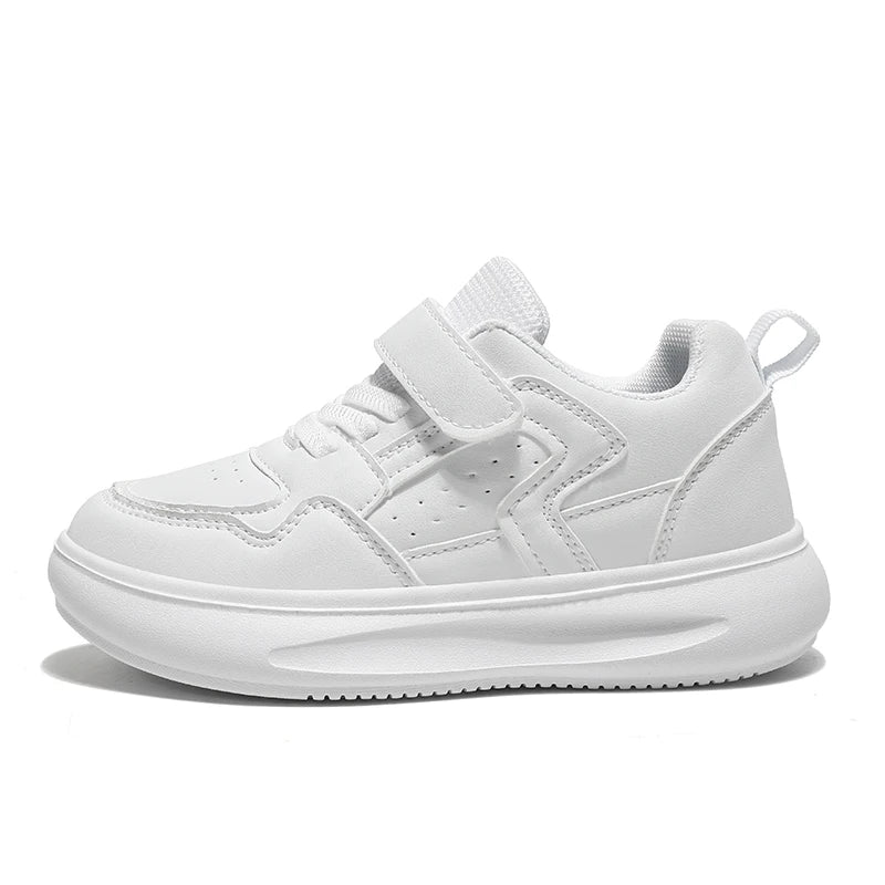 White Kids Sneakers Casual Shoes for Boys Girls Soft Sole Leather Sport Shoes Lightweight Comfortable Design Fashion Trainers