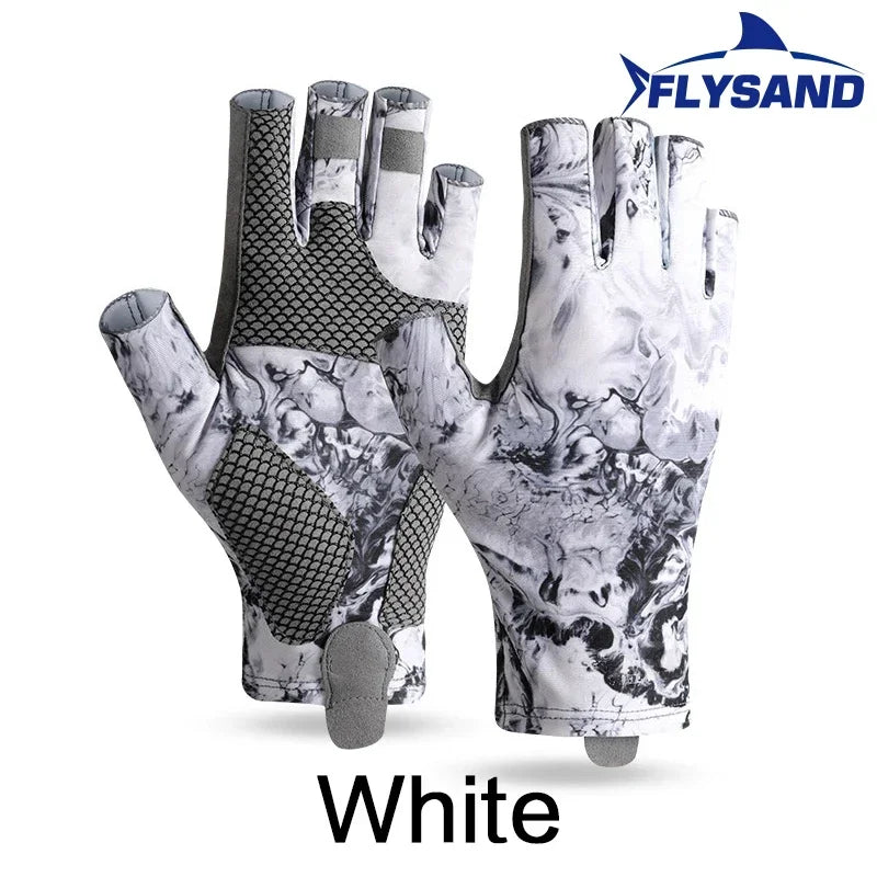 Fishing Gloves for Men Spring Summer Outdoor Sunscreen Non Slip Cool Ice Silk Half Finger Breathable