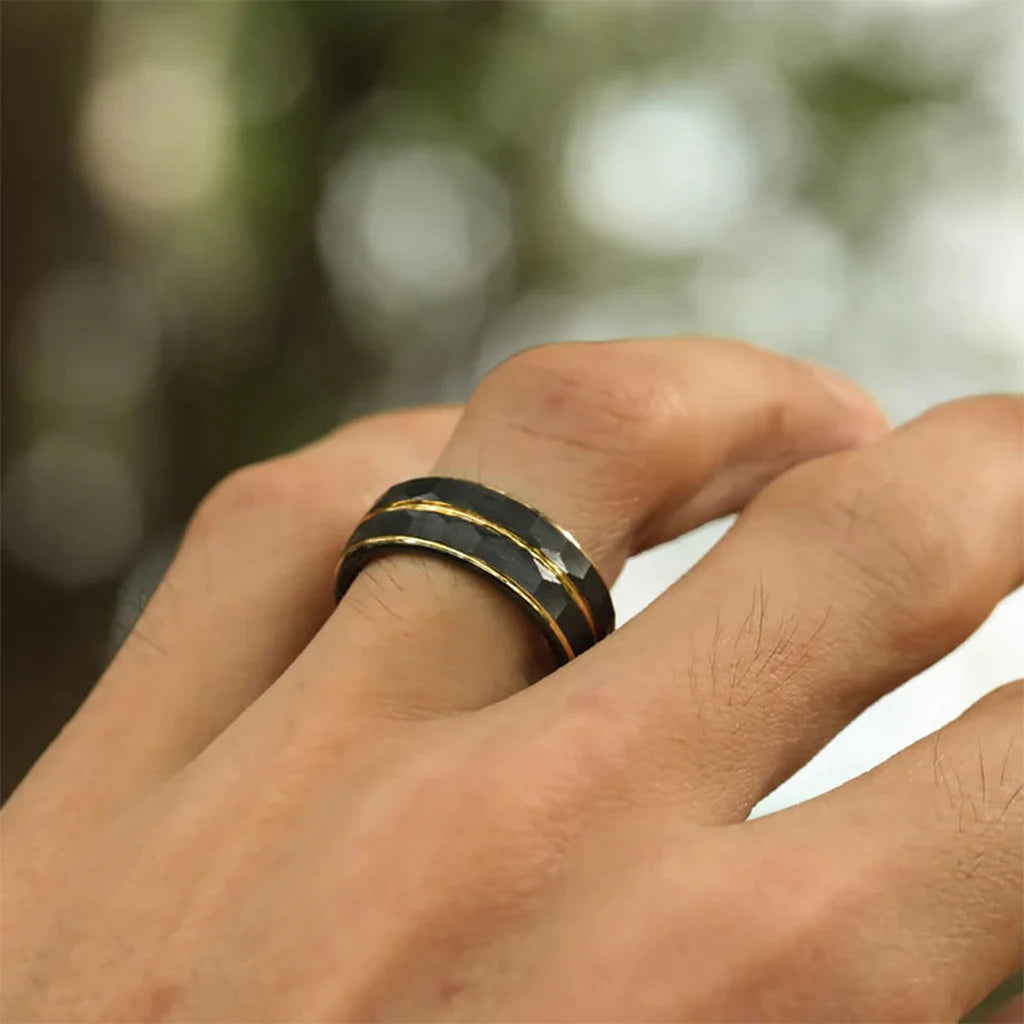 gothic jewelry rings for man Minimalist black tungsten ring luxury joyeria punk jewellery accesorios hombre fashion aneis