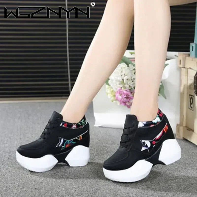 Women Sneakers 2025 Fashion Casual Shoes Woman Comfortable Breathable White Flats Female Platform Sneakers Chaussure Femme 10cm