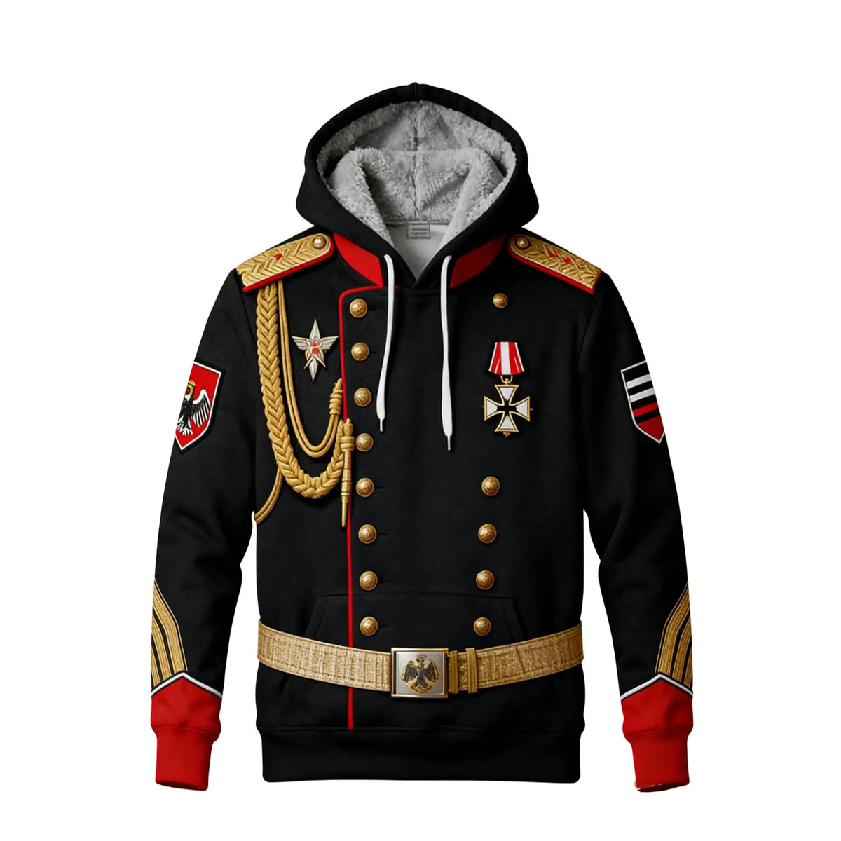 Ucosbros Historical Hoodies Famous Marshal Uniform Fleece Lined Sweatshirt Creative Hoodie 3D Printe