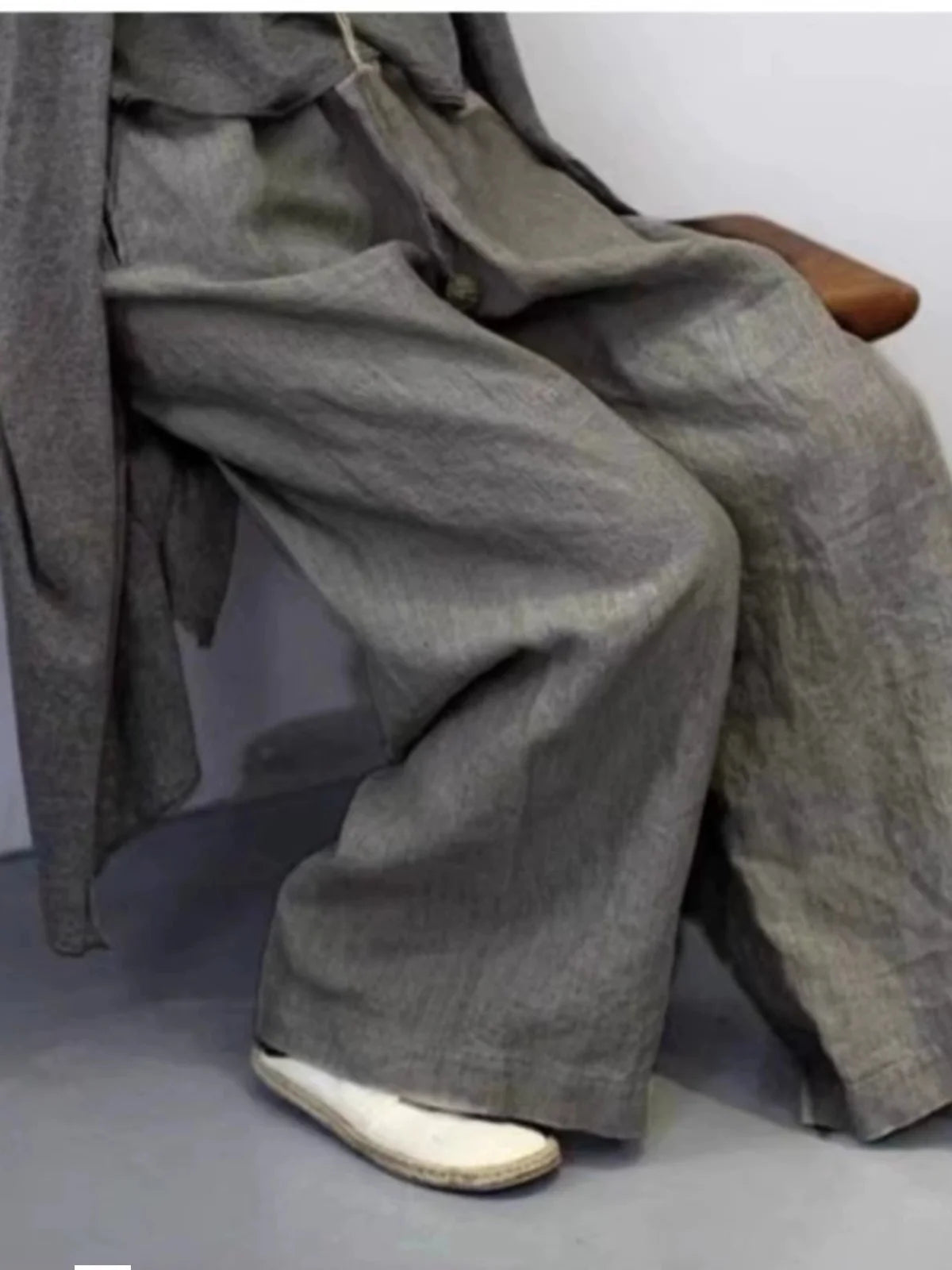 New Season Cotton Linen Dyed Pants Women's Artistic Casual Loose Yoga Wide Leg Pants High Waist Straight Cut Commute Sle