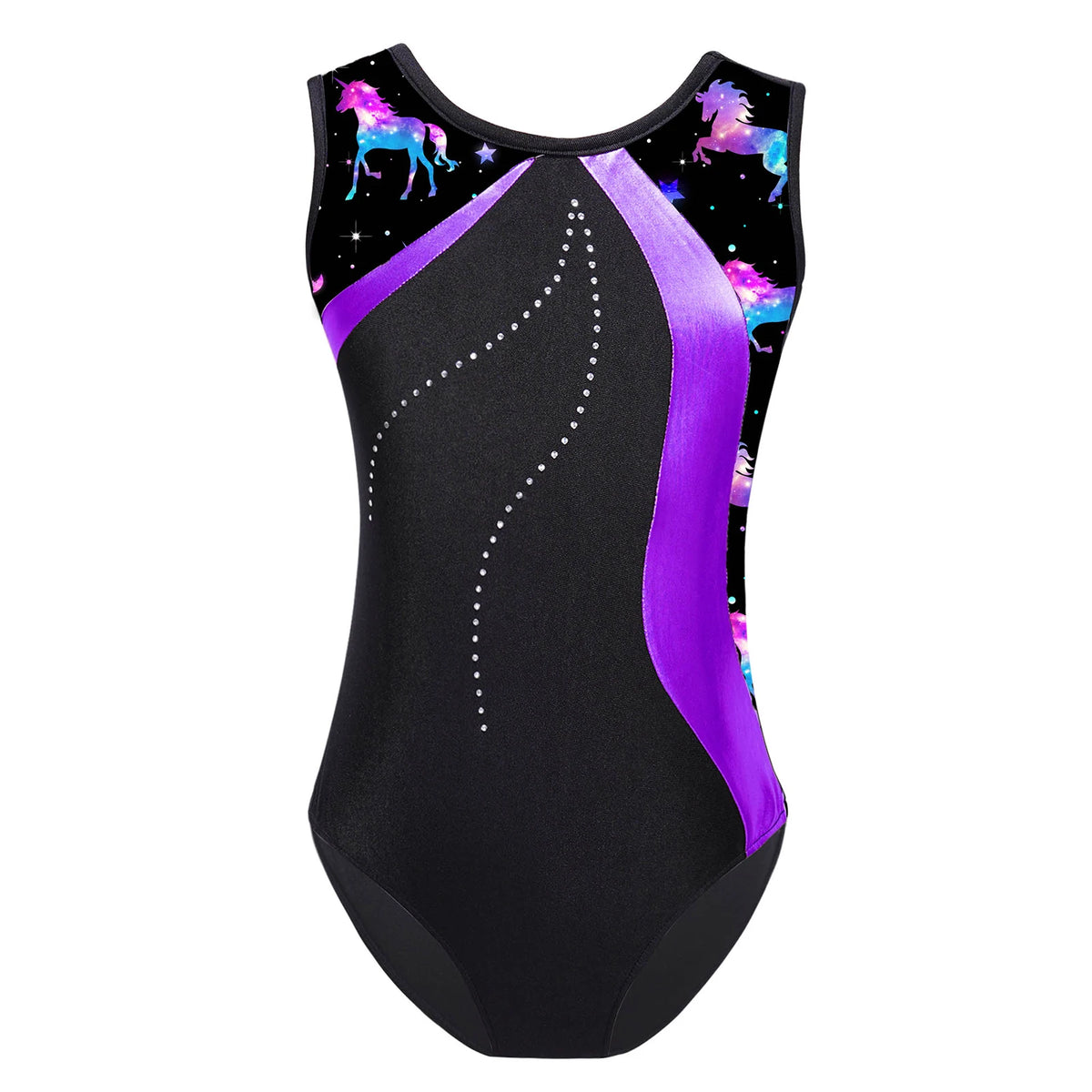 Kids Girls Gymnastics Swimsuit for Dancing Ballet Dancewear Metallic Shiny Leotard Print Asymmetrical Shoulder Strap Bodysuit