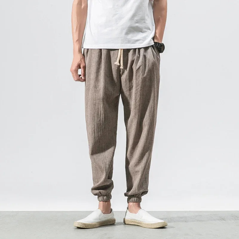 Japanese-Style Retro Streetwear 2020 Summer Men Cotton Linen Sweatpants Trousers Men Casual Harem Pants Breathable Men Joggers