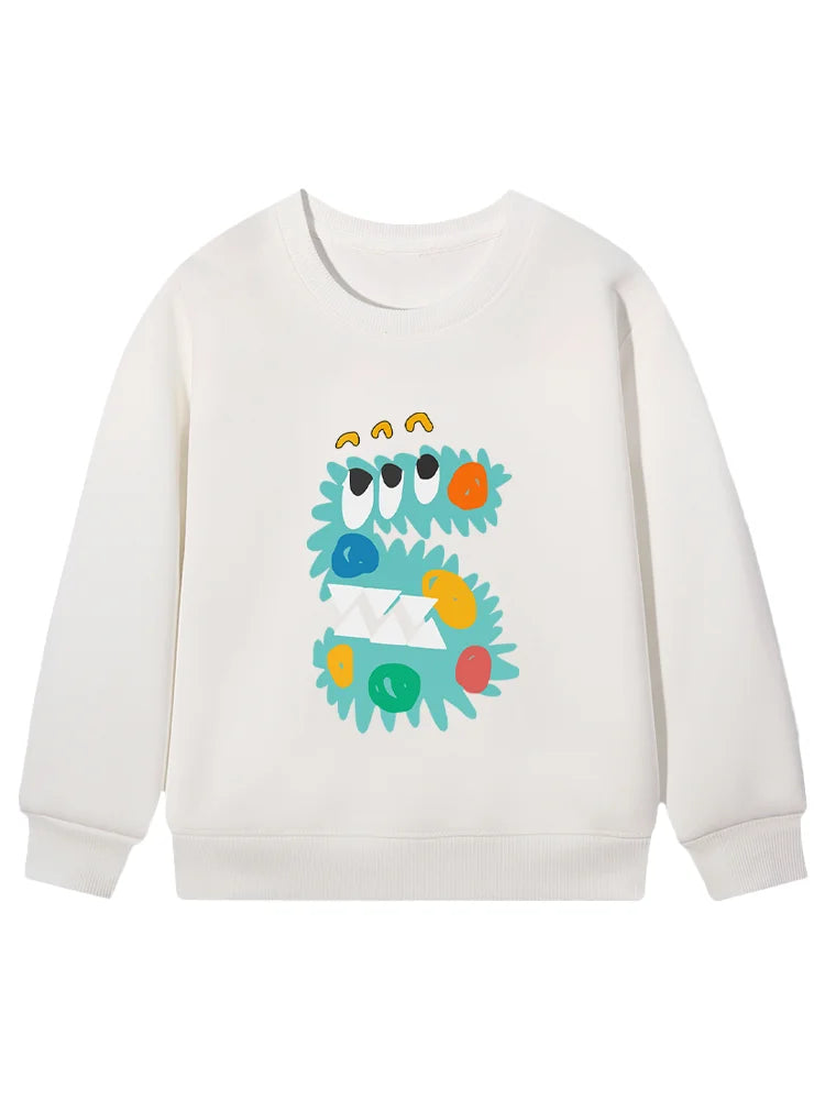 cute Boys sweatshirt Children winter clothing 2026 New cotton fun print long sleeves Kids pullover Cartoon letter Hoodie sweater