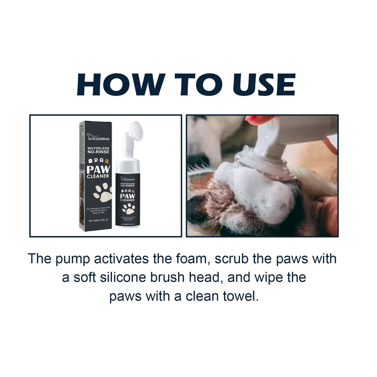Pet Paw Cleaner With Brush For Dog And Cat Ph Balanced Sensitive Skin Waterless Keep Moisturizing Pet Foot Cleaning Shampoo Foam