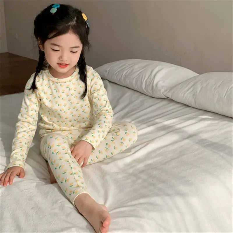 Children Home Clothing Set 2-8 Year Old Girls Fashionable German Velvet Pajamas Autumn and Winter Two Piece Set of Warm Pajamas