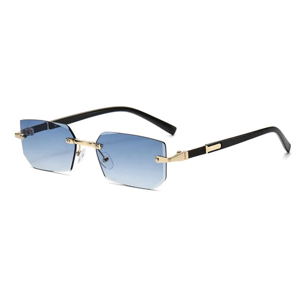 Trendy Rimless Sunglasses for Men Women Fashion Frameless Rectangle Sun Glasses Retro UV400 Shades Summer Traveling Eyewear