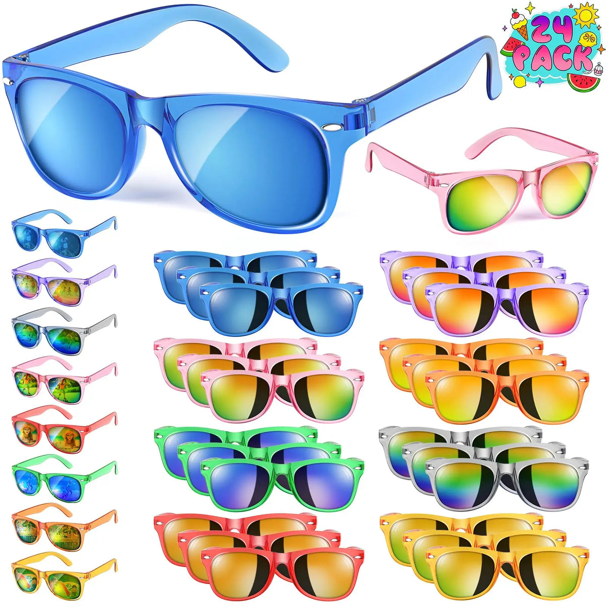 Kids Sunglasses Bulk Party Favors Boys Girls Sunglasses for Kids with UV 400 Protection Neon Sunglasses for Birthday Party