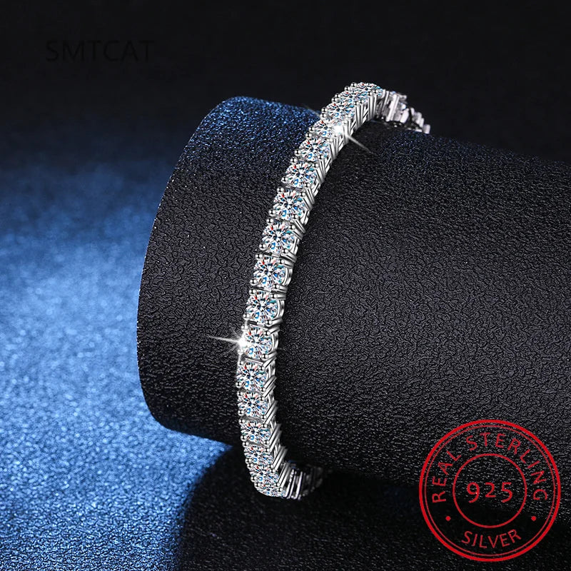 Charm Bracelets For Women/ men High Quality S925 Silver Platinum Plated Moissanite Bracelet Simple Personality Wedding Jewelry Gift