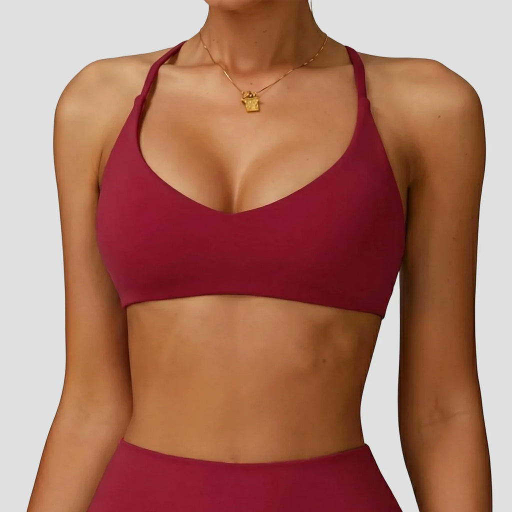 Sports Bra High  Support Women Gym Underwear Push-up Back Cross Yoga Crop Top Running Workout Fitness Pilates Solid Color