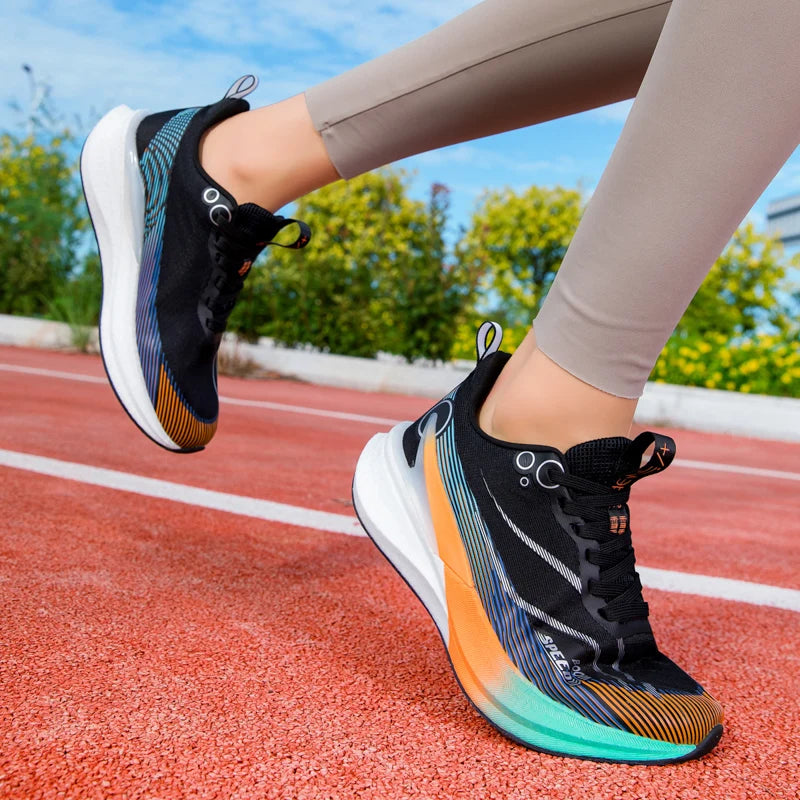 Professional Marathon Men Carbon Board Running Shoes Lightweight Breathable Comfortable Women Stable Support Sprint Sports Shoes