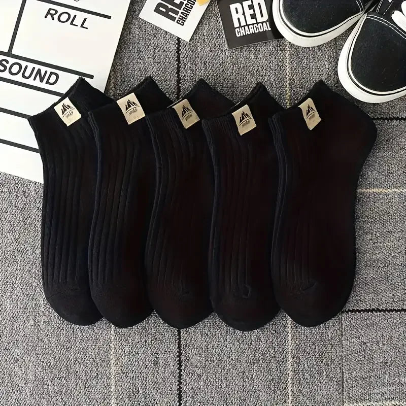5/10 Pairs of High-Quality Men's Outdoor Sports Fitness Casual Socks in Black and White Color Comfortable and Soft Men's Socks
