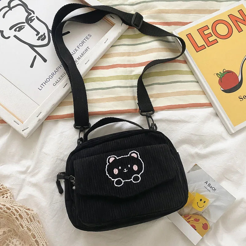 2024 New Girls Cute Bag Kids Cartoon Bear Single Shoulder Bag Children 4 Colors Embroidery Messenger Bag