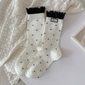 Socks For Women New Dots Cute Frilly Casual Fashion Long Socks Breathable Preppy Style Ladies Novelties Socks Cotton Soft Comfy
